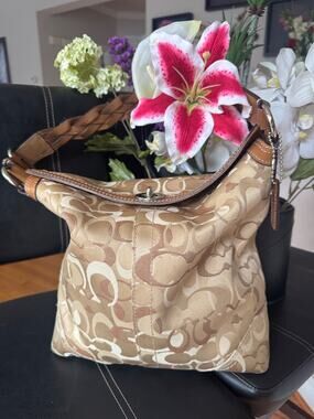 Vintage Coach Chelsea Optic Signature Hobo Bag 10991 Brown Tan Y2K(800
